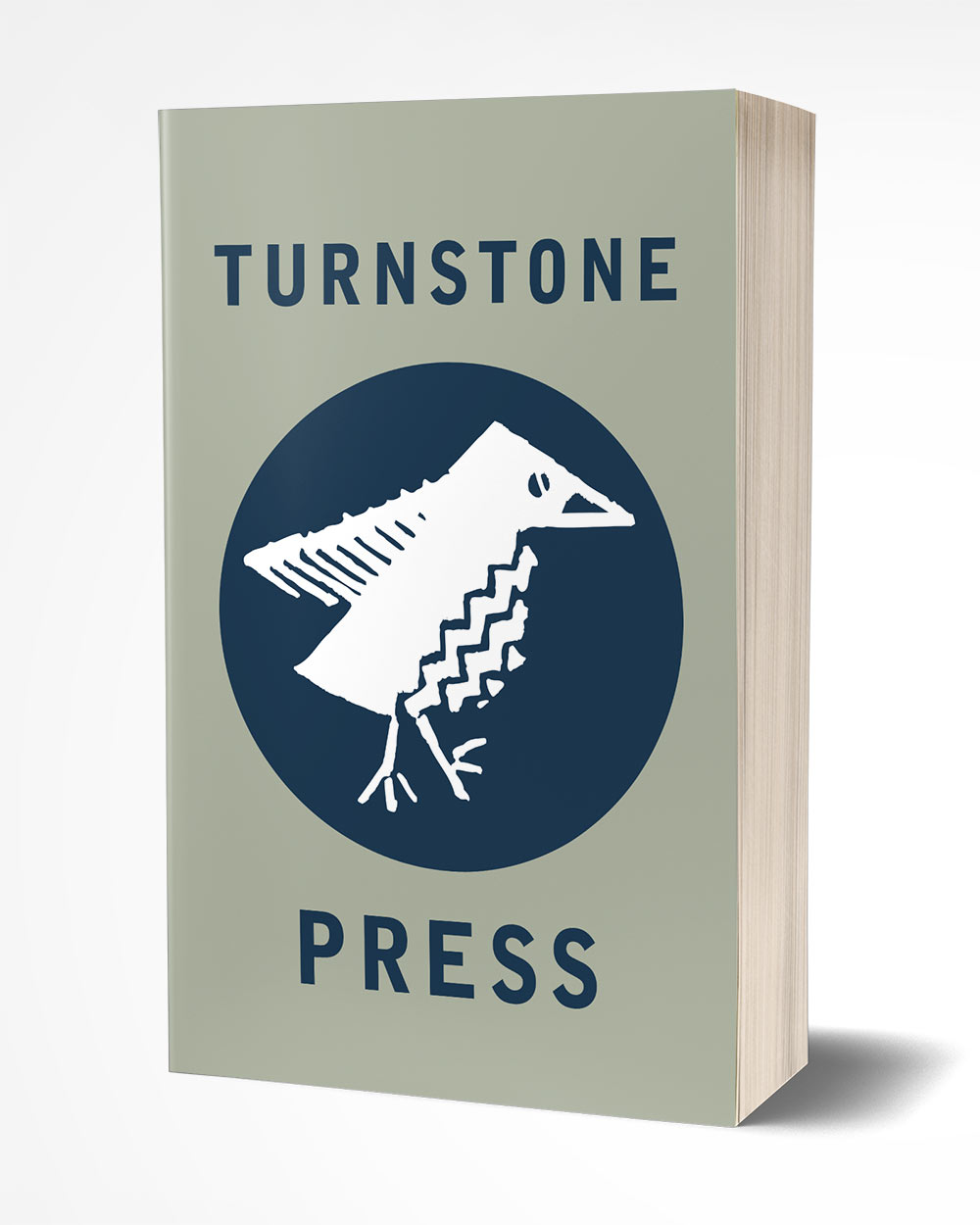 3d image of a book with the Turnstone Press logo